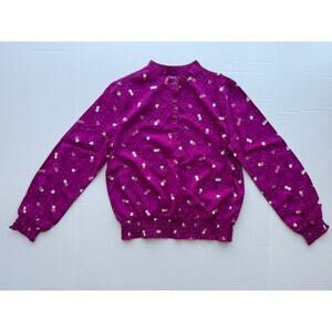 Cat & Jack Fuchsia Girls Floral Peasant Blouse Smocked Size 14